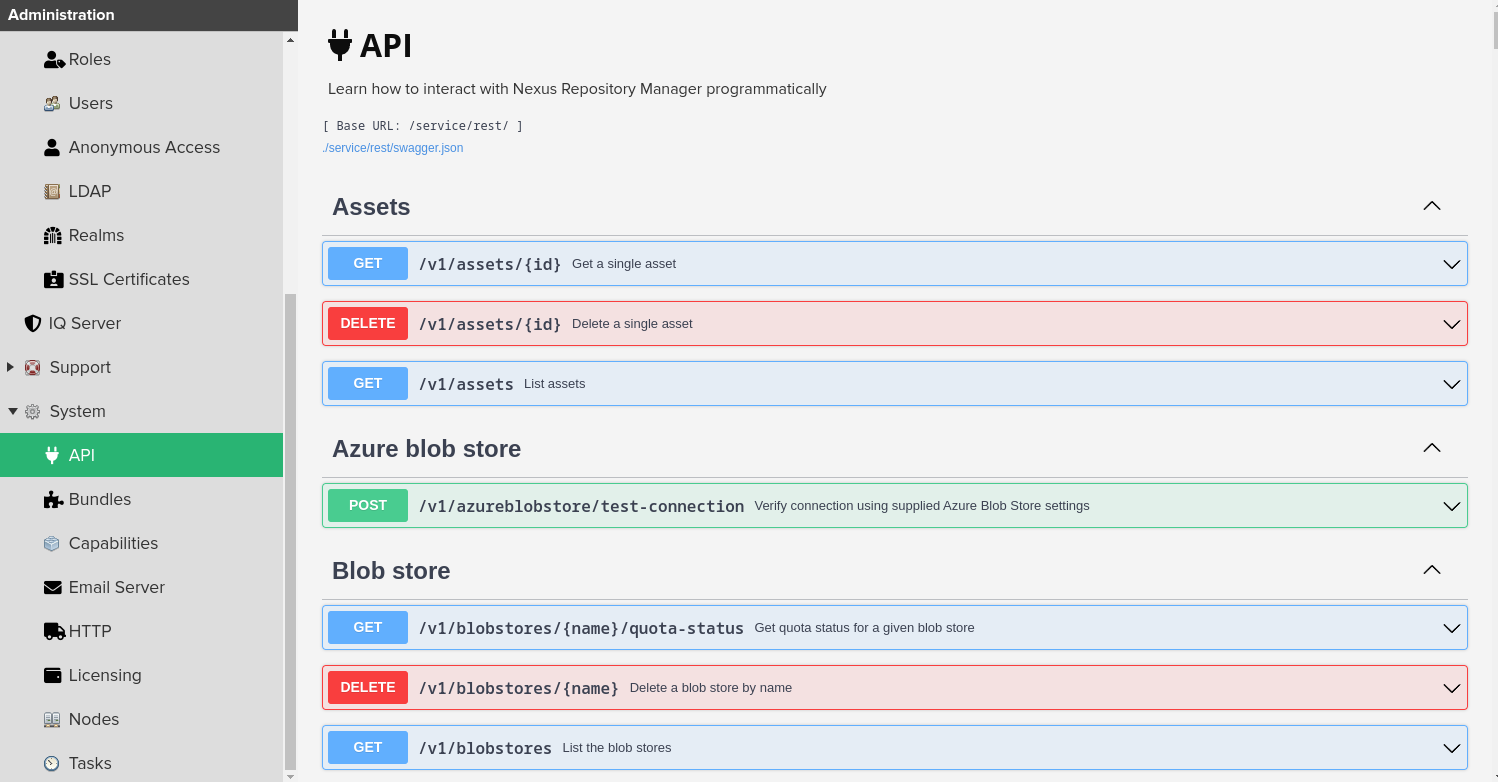 API Swagger documentation on Nexus 3